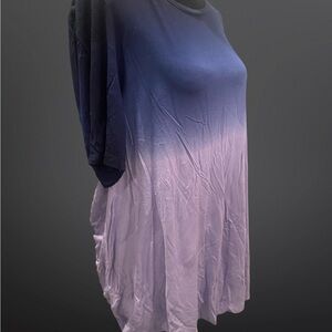 Lane Bryant Blue and Purple Relaxed Asymmetrical Short Sleeve Top